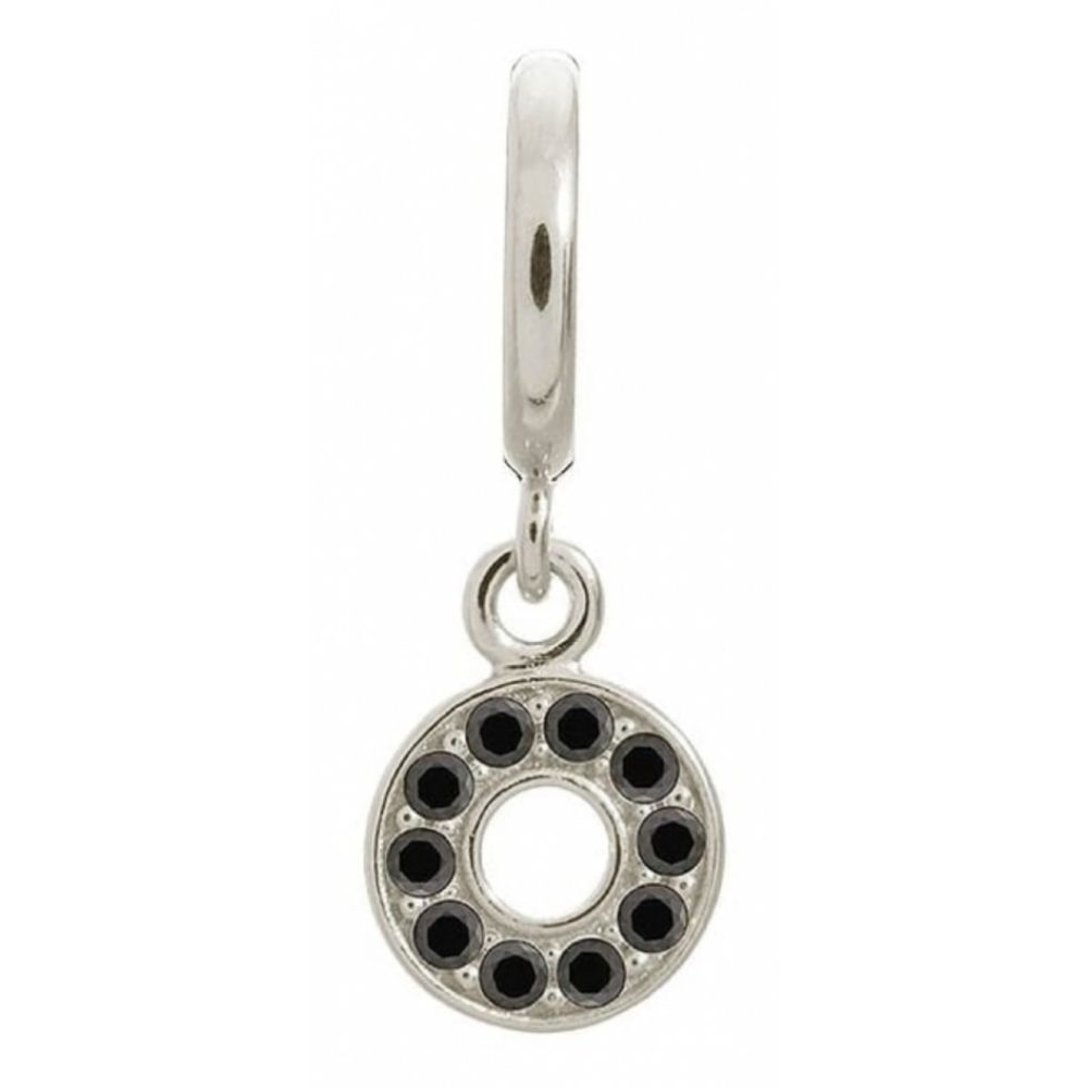 Black Circle Pendant Sterling Silver Charm