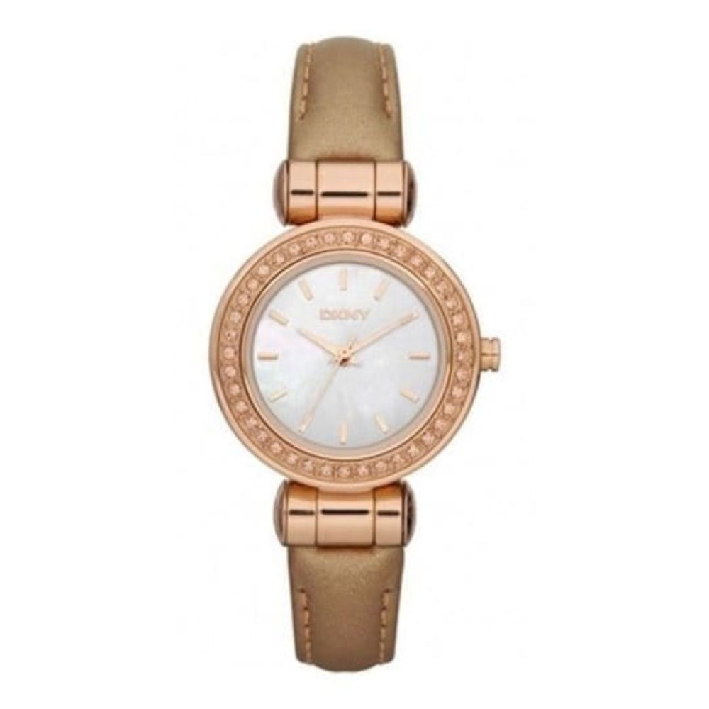 Ladies Petite Metalic Gold Leather Watch