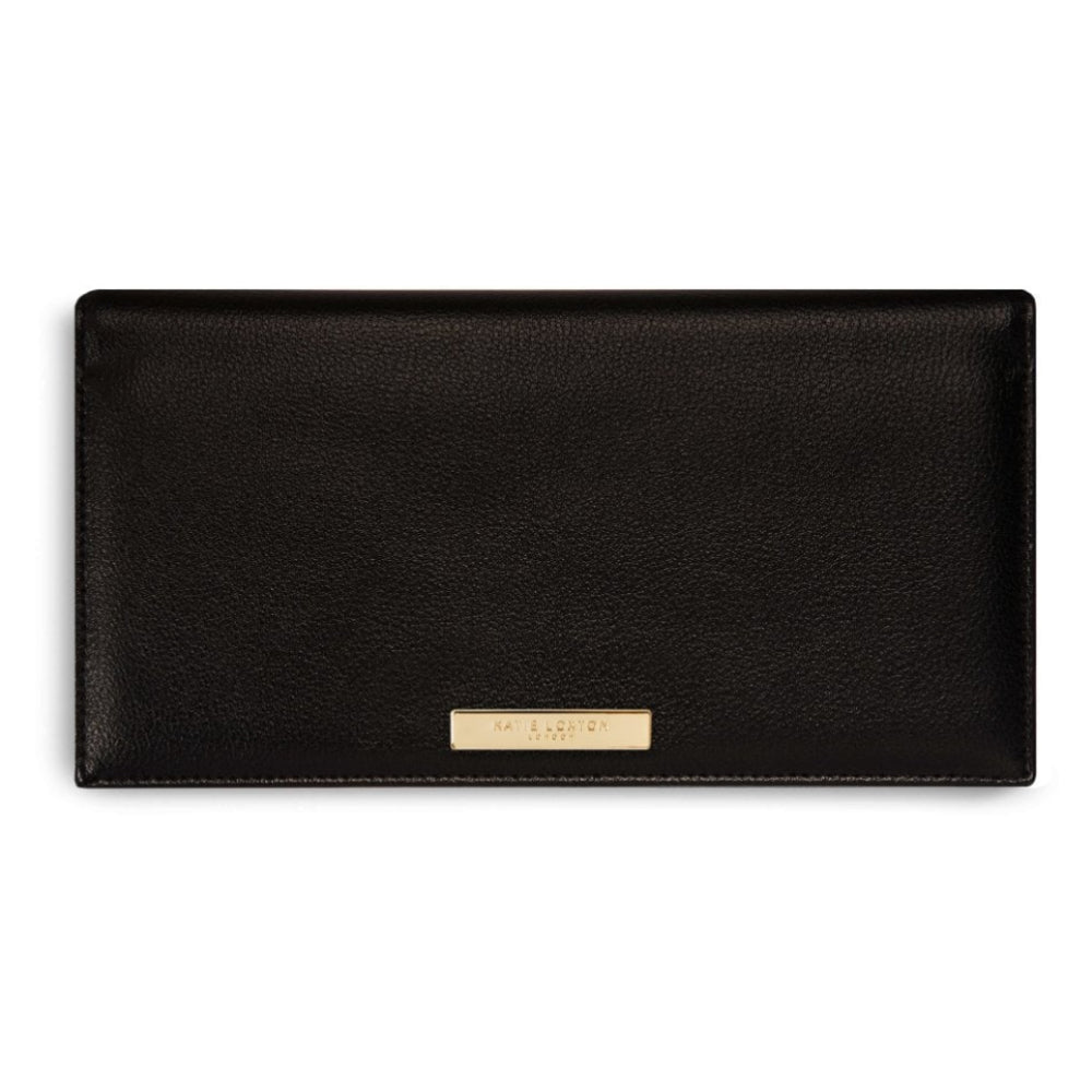 SECRET MESSAGE PURSE - OOH LA LA - Black with Metallic Gold - Outside purse: 12x23cm - Inside purse: 10x22.5cm