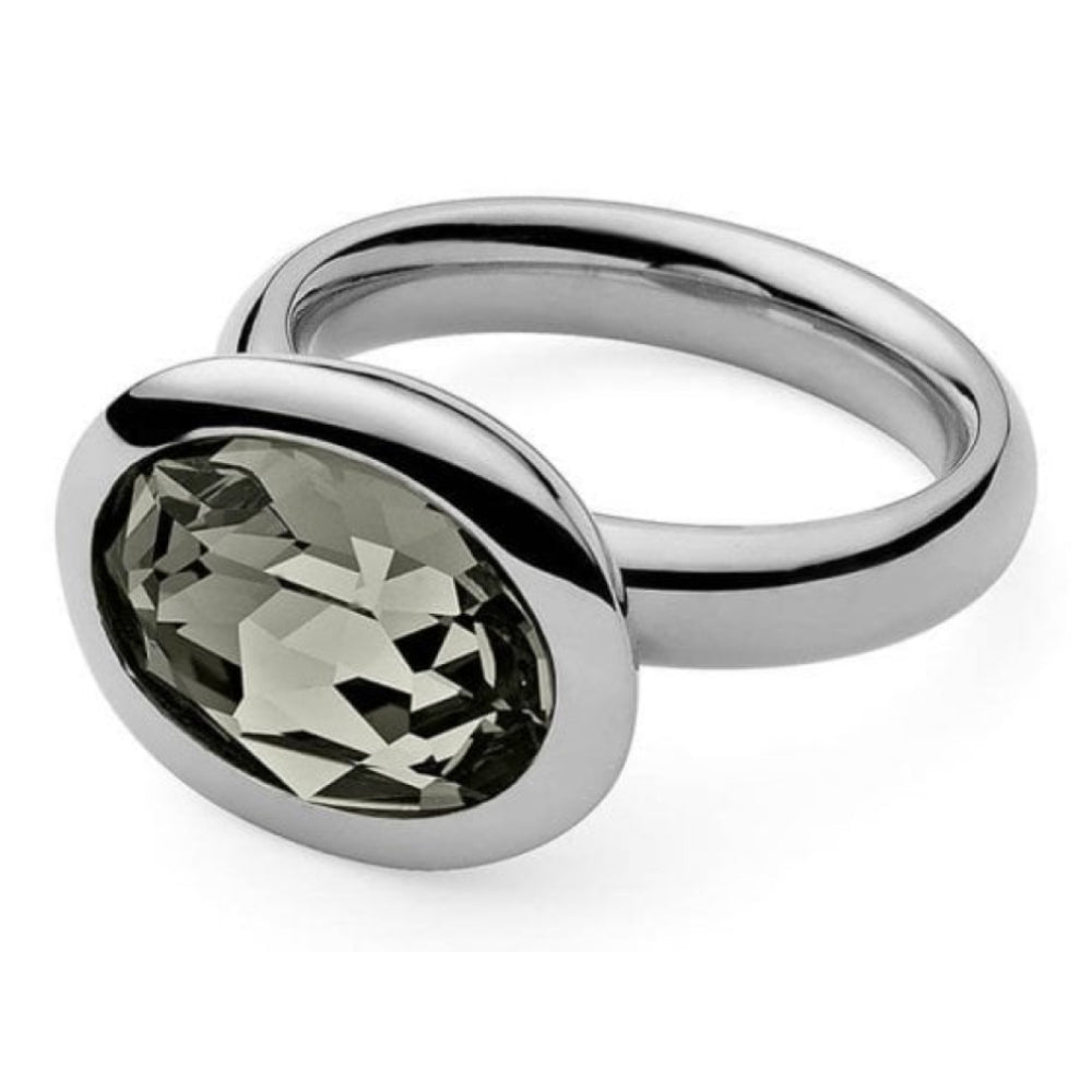 Tivola Small Stainless Steel Ring With Black Diamond