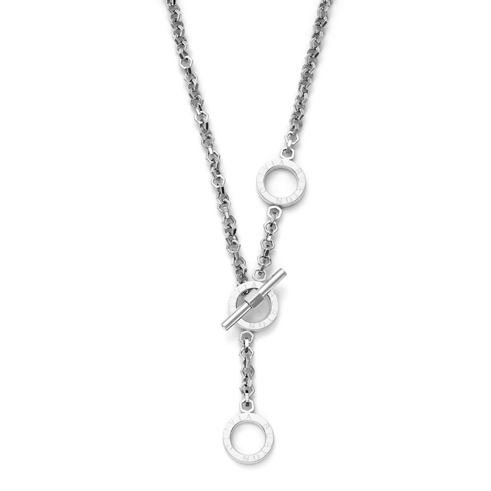 Signature Honeycomb Toggle Silver Tone Necklace