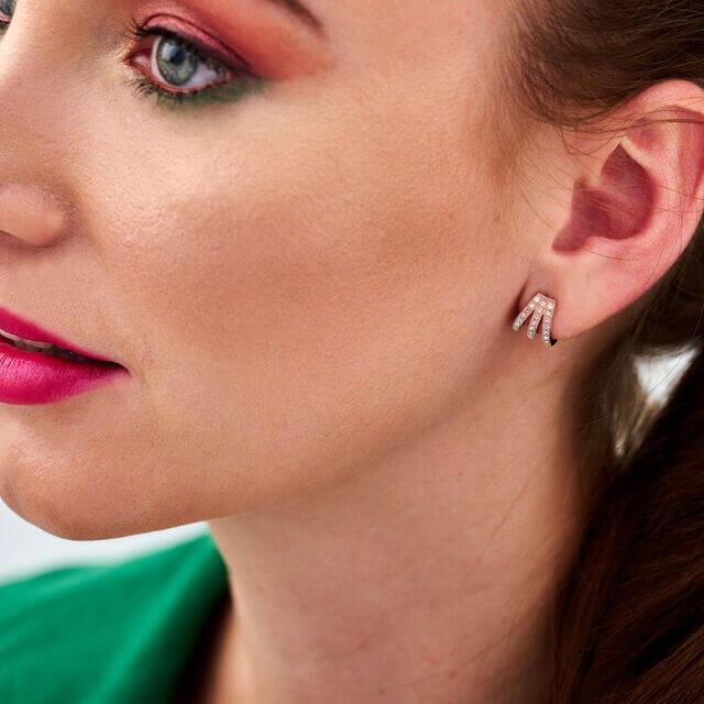 Rainbow Claw Earrings Rose Gold