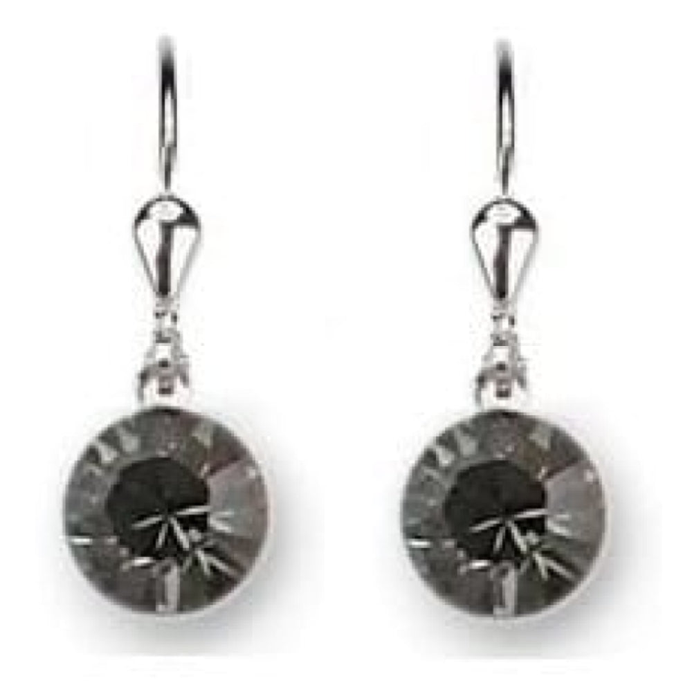 Ladies Dark Silver Swarovski Elements Rhodium Plated Metal Earrings