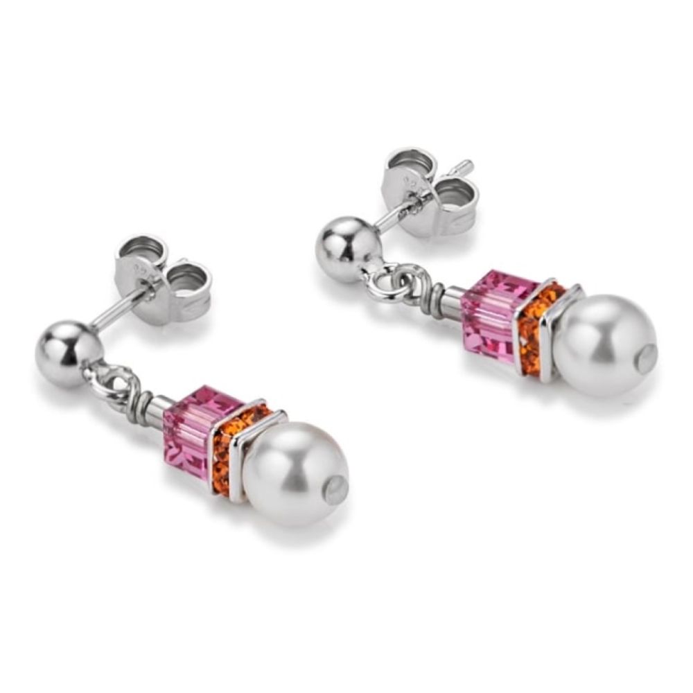 Pearl Pink & Crystal Earrings