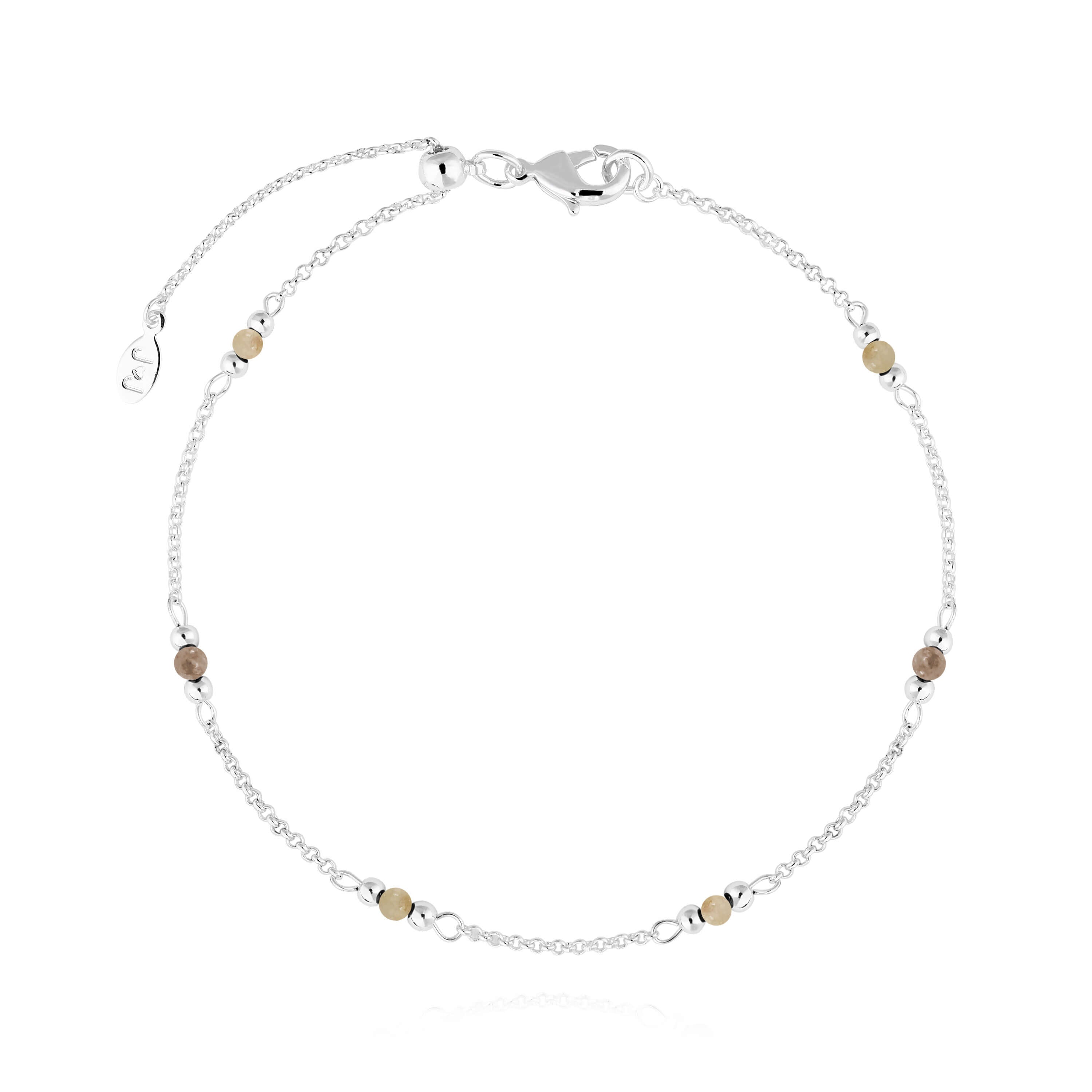 Anklet | Birthstone July Sunstone | Silver | 26cm Adjustable