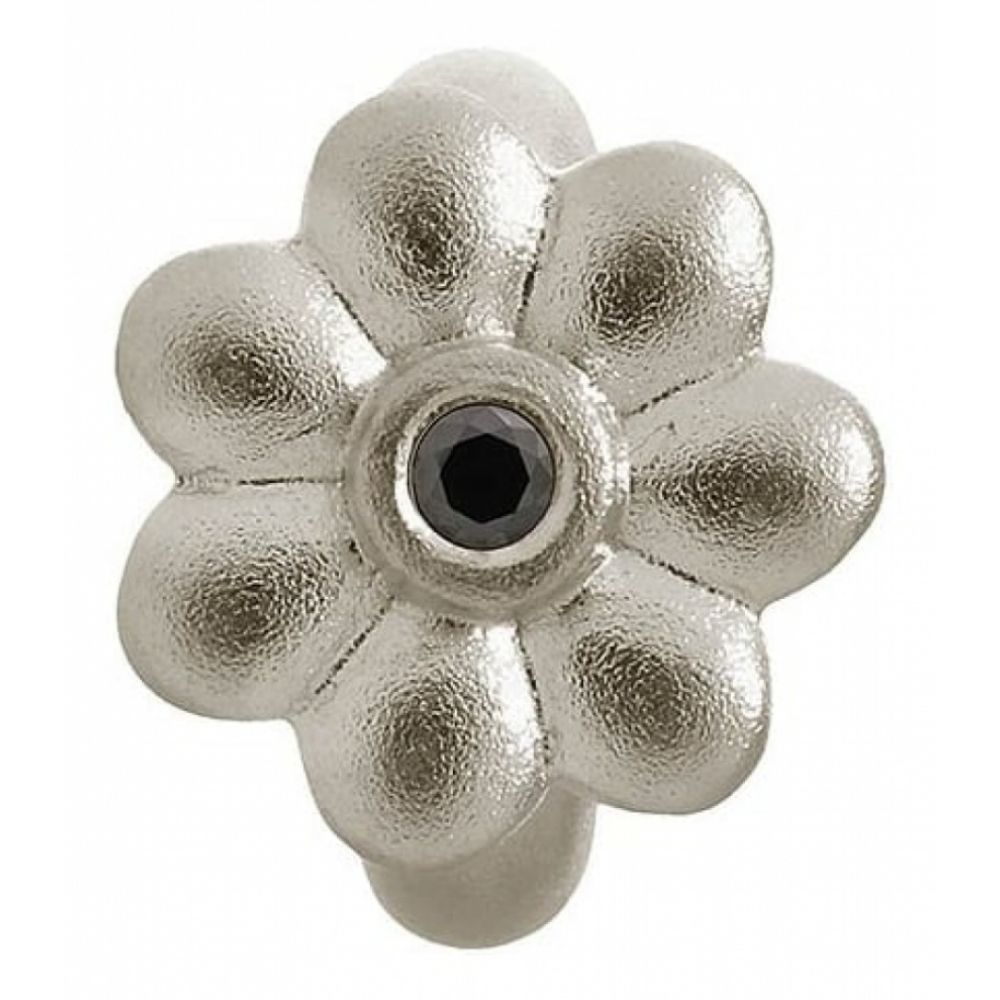 Sterling Silver Black Stone Flower Charm