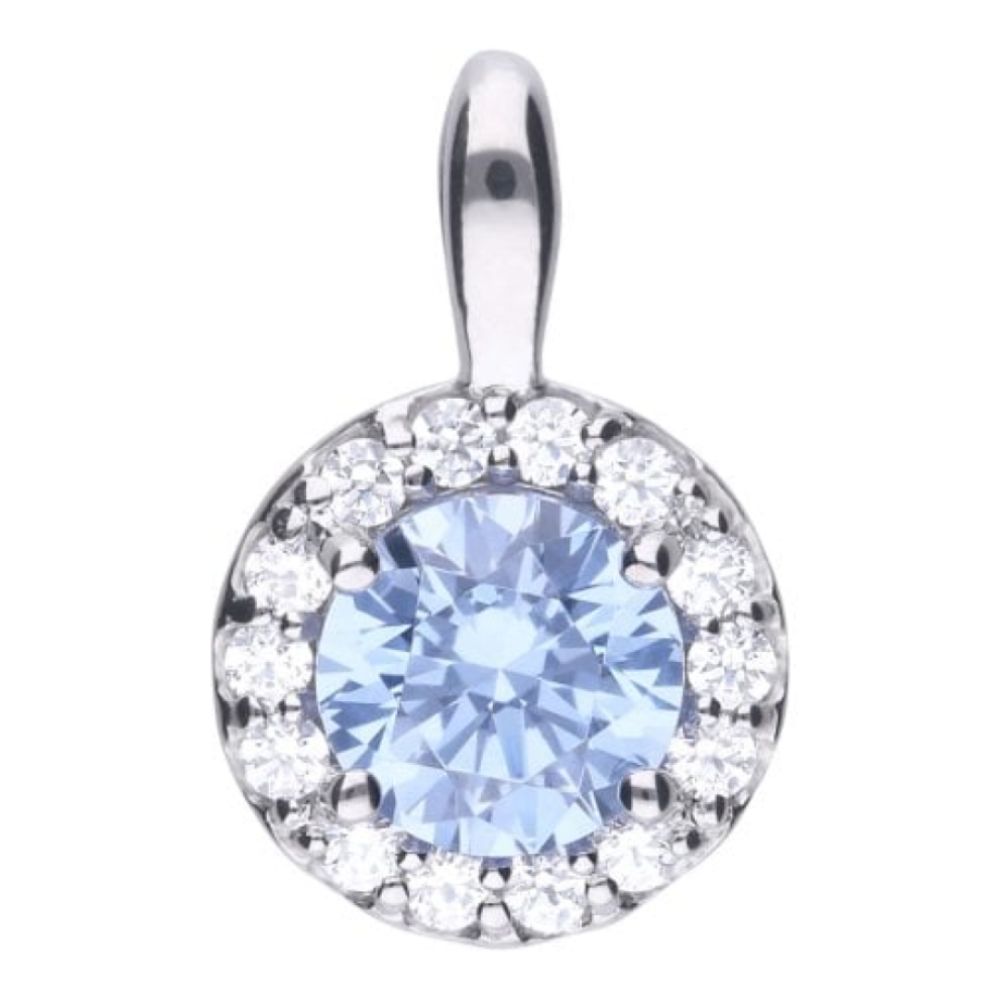 Sky Blue Zirconia Pav������ Pendant Necklace