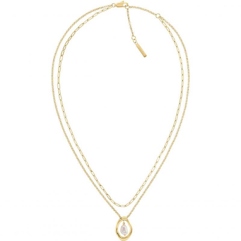 Gold Tone Layered Pearl Necklace