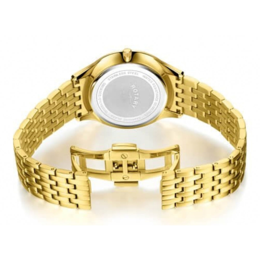 Ultra Slim White Face Gold Tone Stainless Steel Bracelet Strap Gents Watch