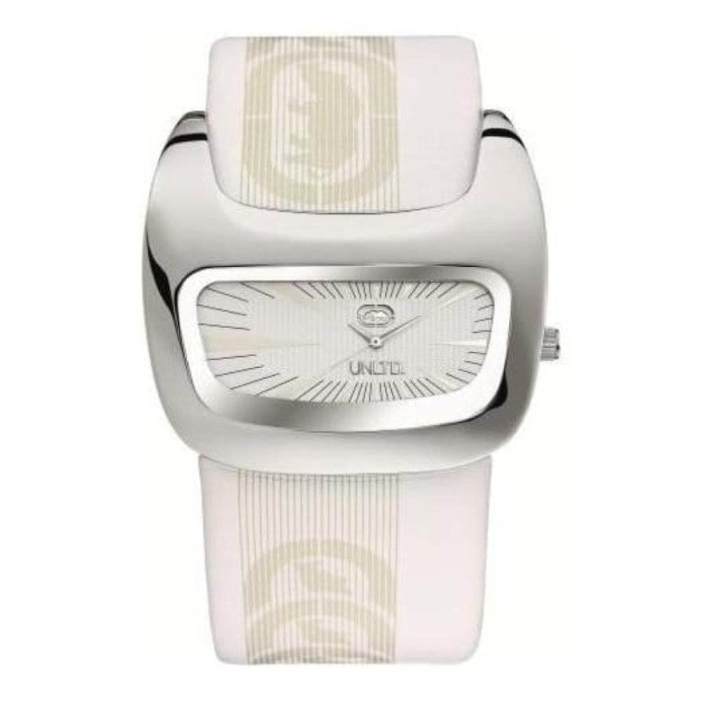 Gents The Galactica White Leather Strap Watch