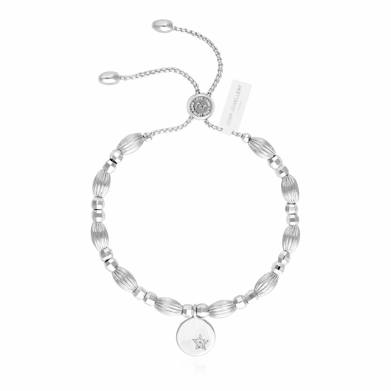 Bracelet Bar Star Disc Silver Adjustable Bracelet