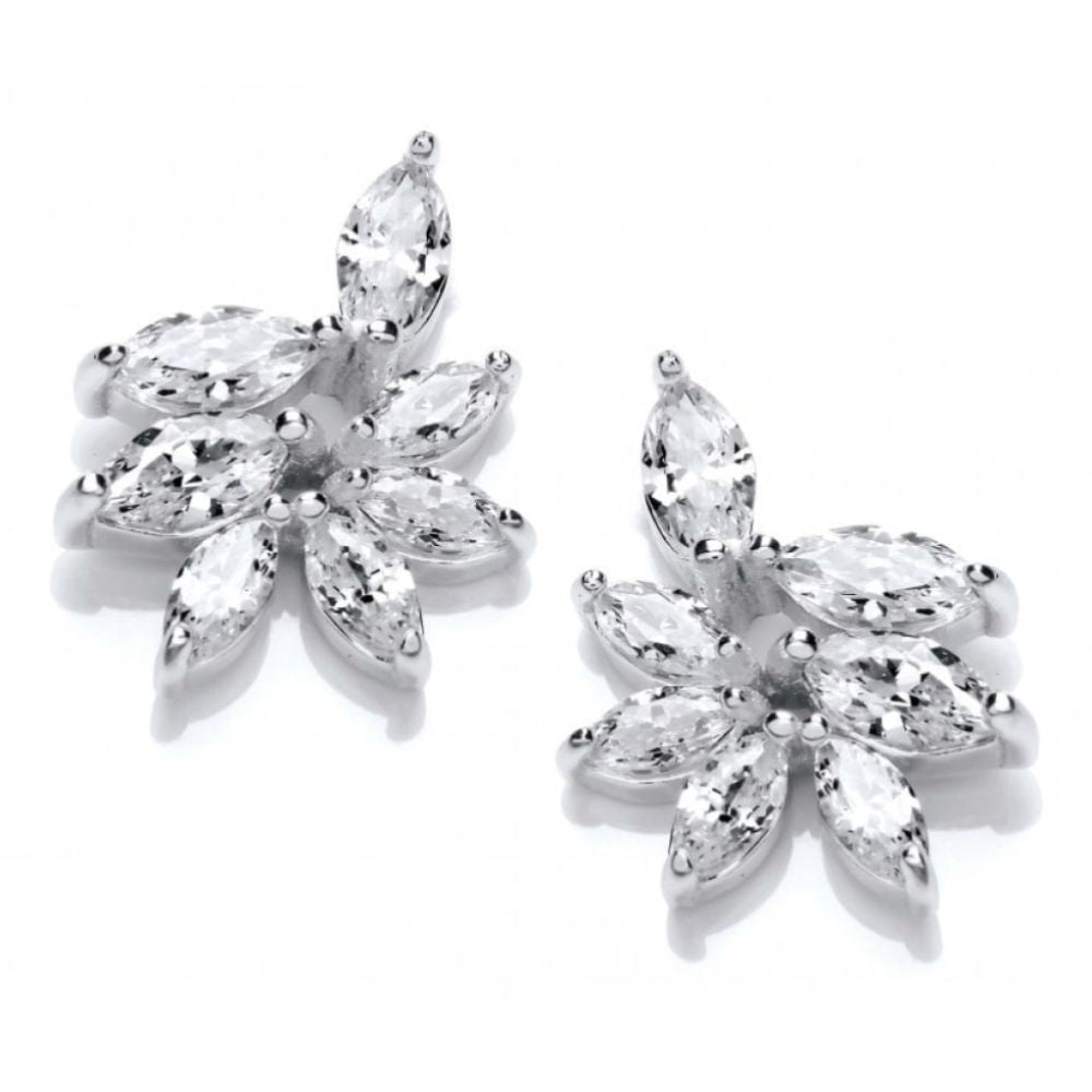 Silver Iris CZ Earrings