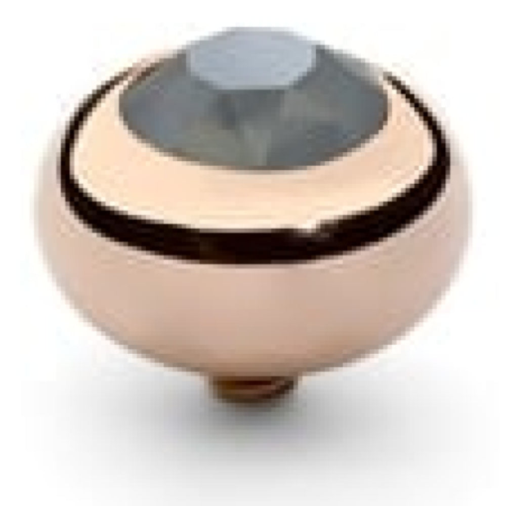 Famosa Tondo 10mm Dark Grey Stone Rose Gold Plated Ring Top