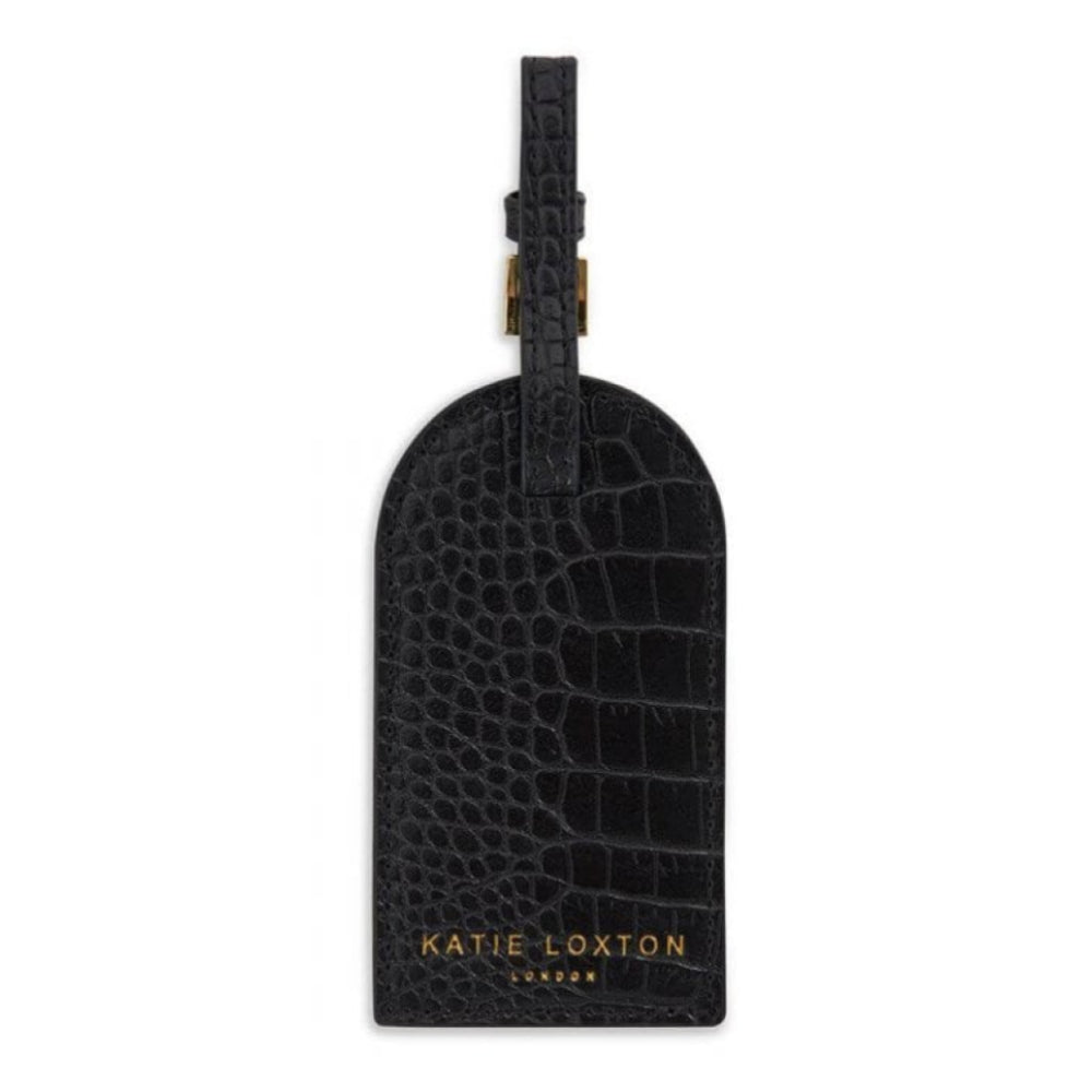 Celine Faux Croc Luggage Tag | Black | 11.1 X 6cm