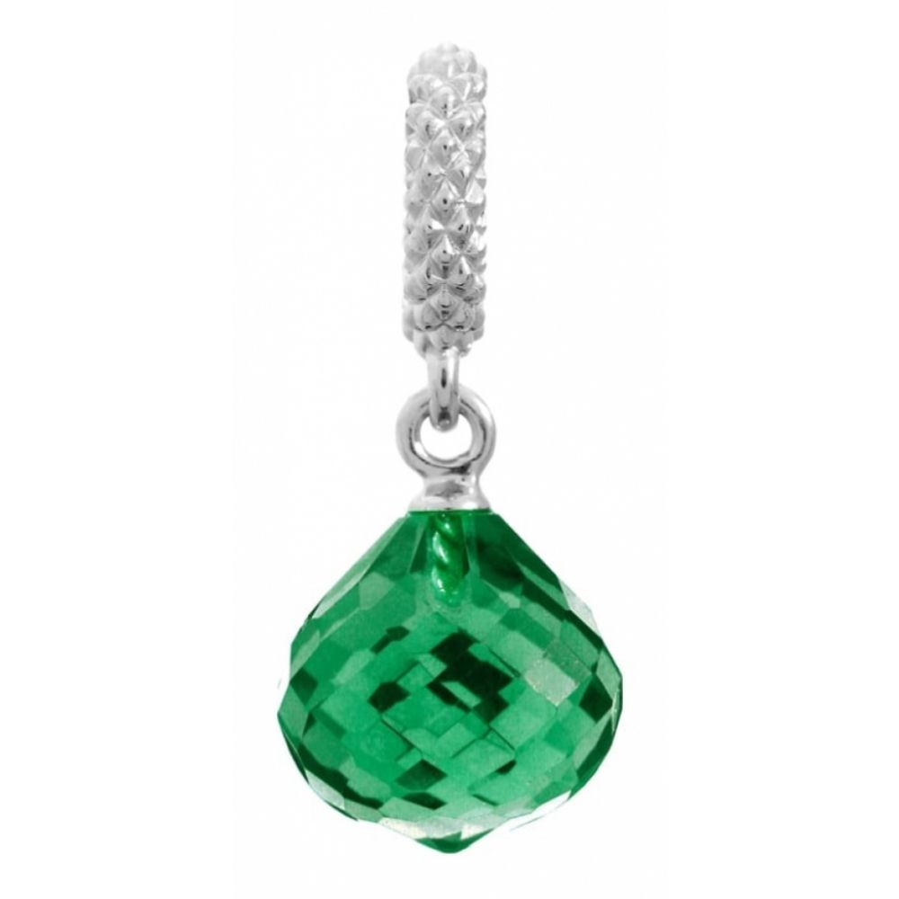Green Crystal Drop Sterling Silver Necklace Charm