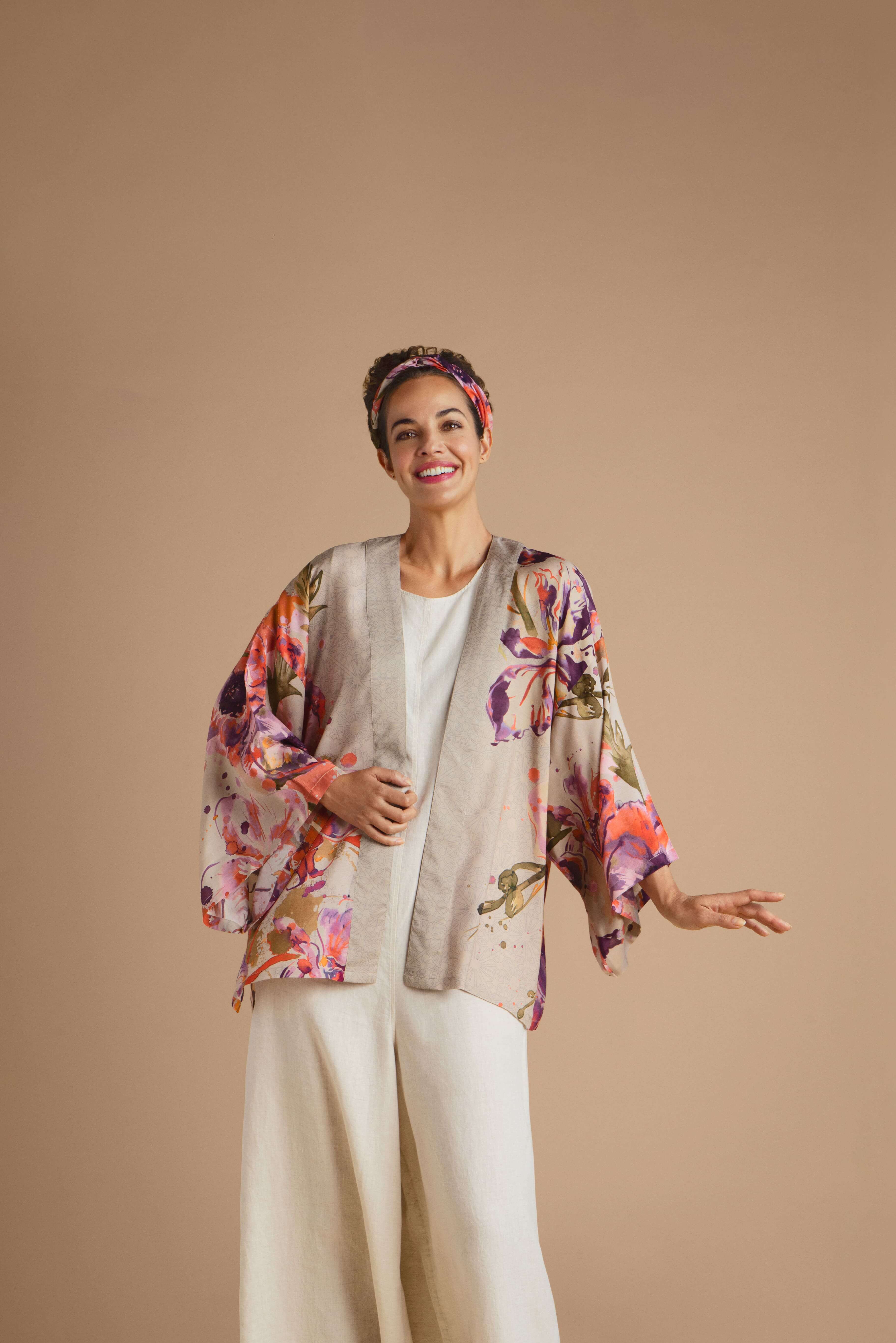 Orchid & Iris Kimono Jacket - Coconut