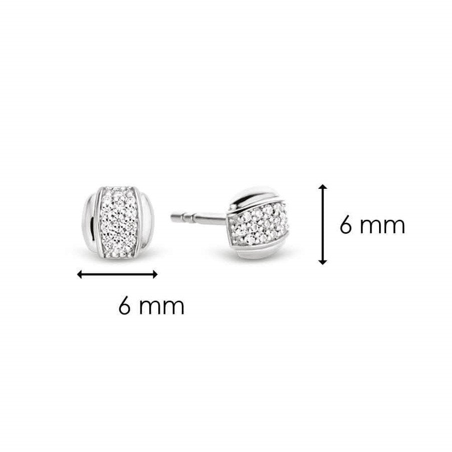 White CZ Silver Stud Earrings