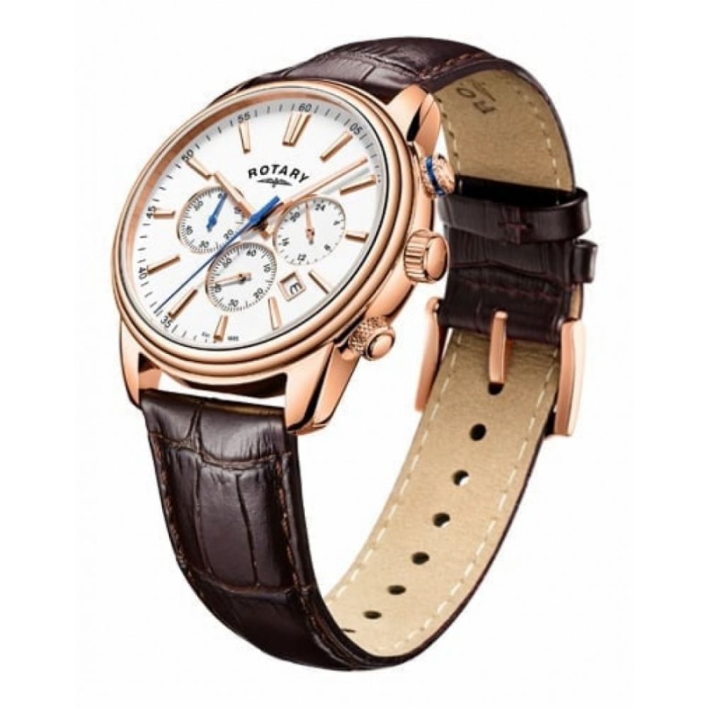 Rose Gold Plated Gents Chronograph Wristwatch