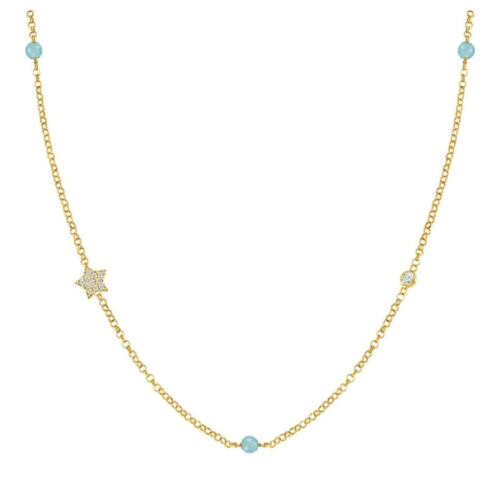 Gioie Necklace In 925 Silver, Cubic Zirconia And Jade (016_Star Yellow Gold)