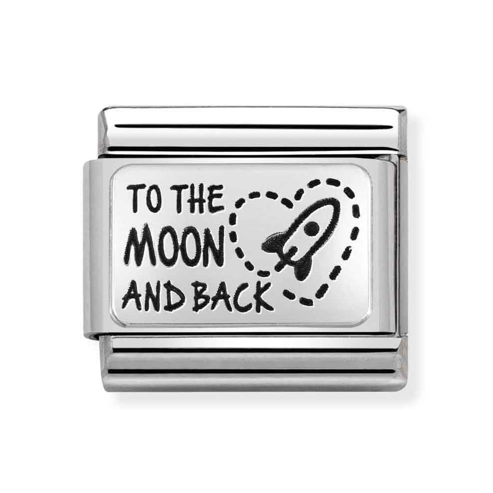 Classic Link In Silver With 'TO THE MOON AND BACK' Text