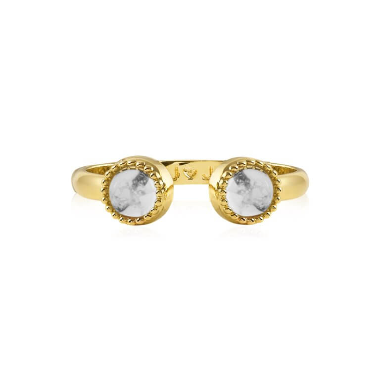 Capri Howlite Ring- Gold- Size M