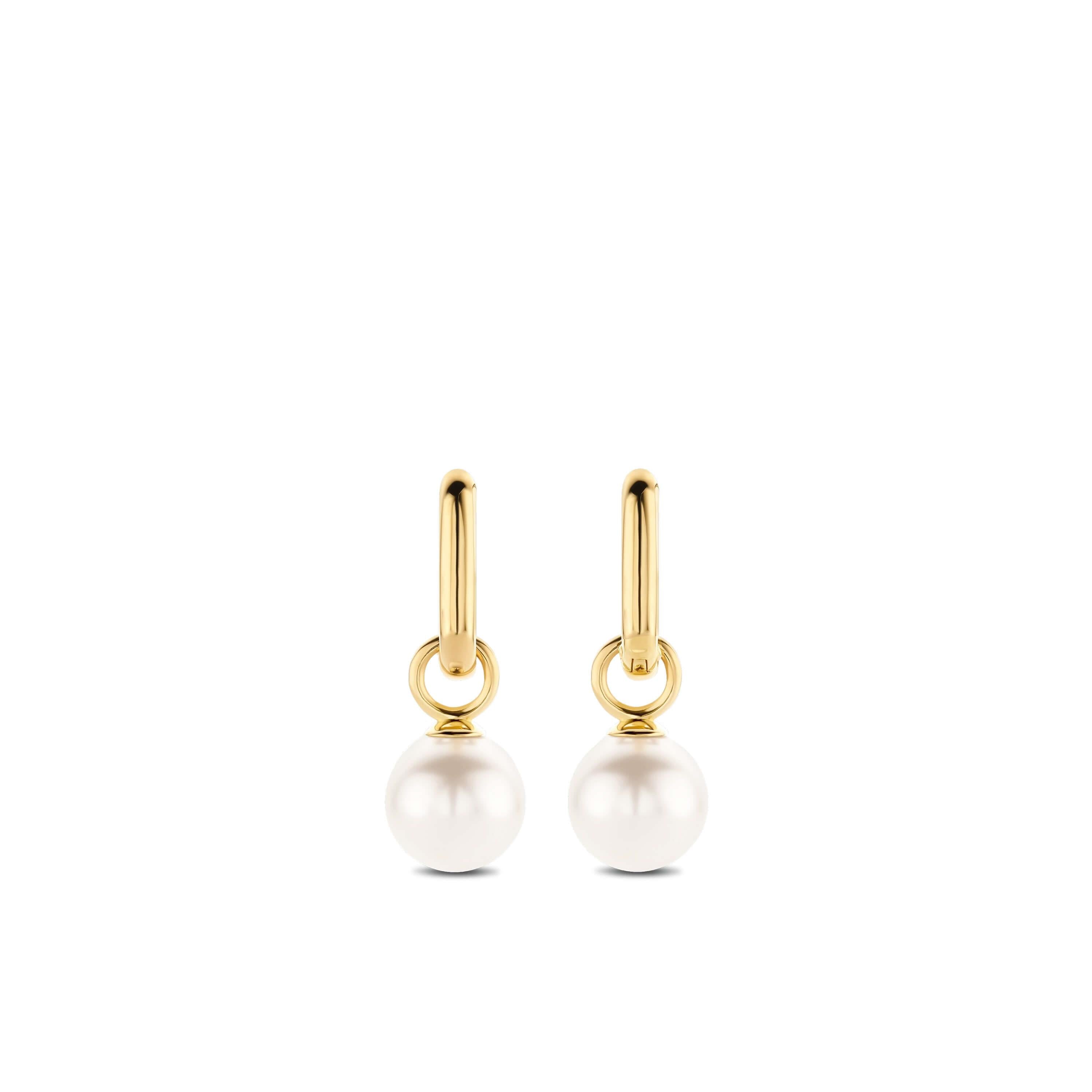 Gold Plated Pearl Hoop Earrings