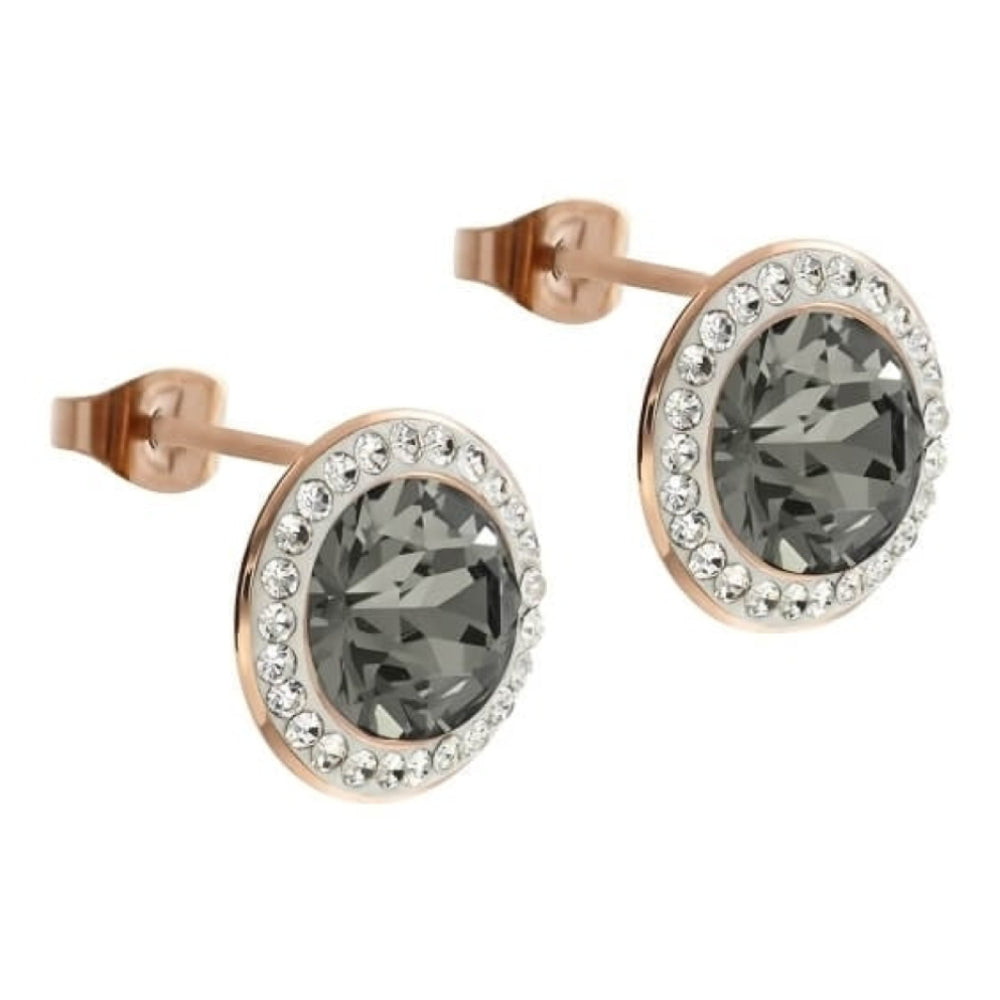 Rose Gold 13mm Black Diamond Tondo Deluxe Earrings