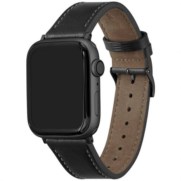 Black Leather Strap For Apple Watch
