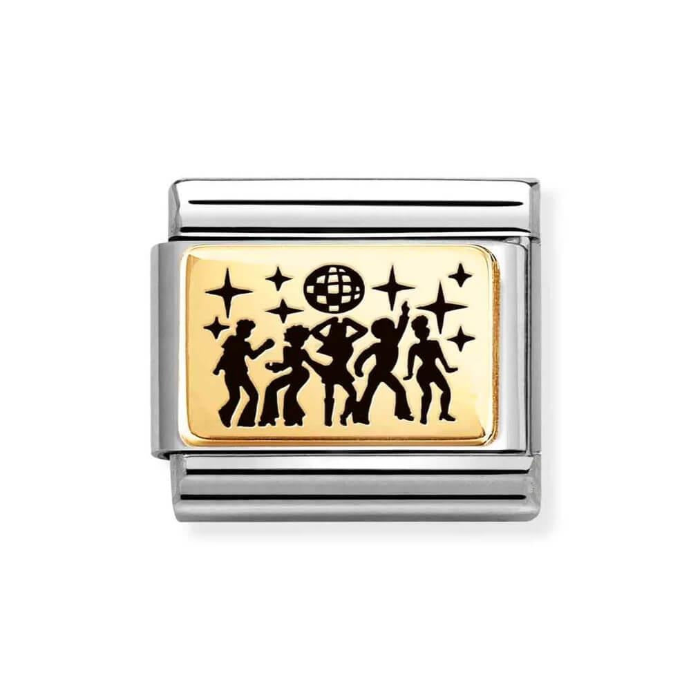 Composable Classic Link Disco Symbol In 18K Gold & Black Enamel