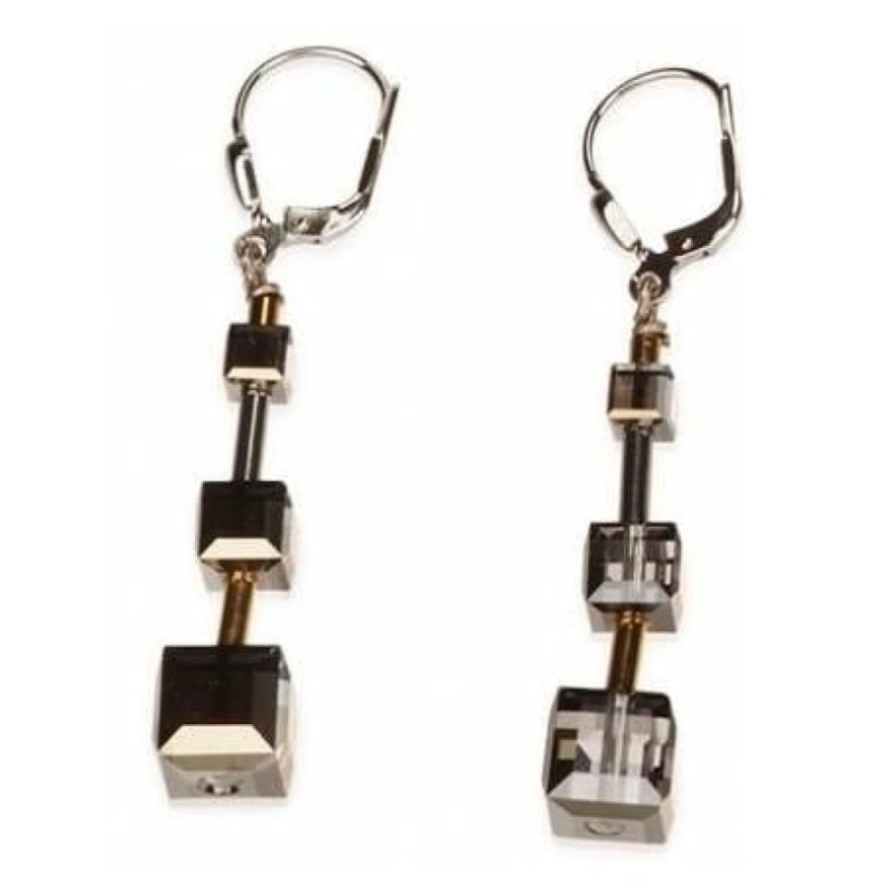 Gold Plated Stainless Steel Drop Earrings With Swarovski