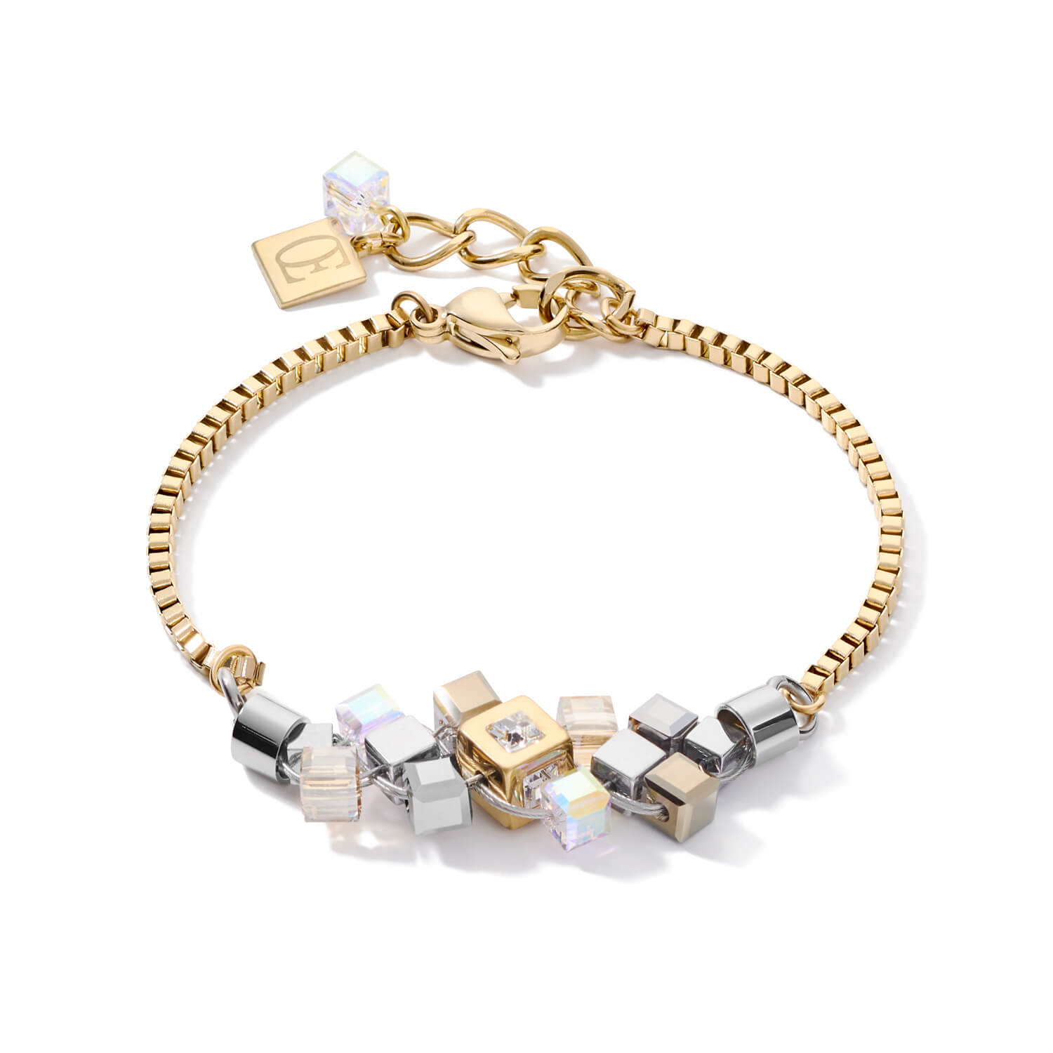 Cluster Gold-Silver Geo Cube Bracelet