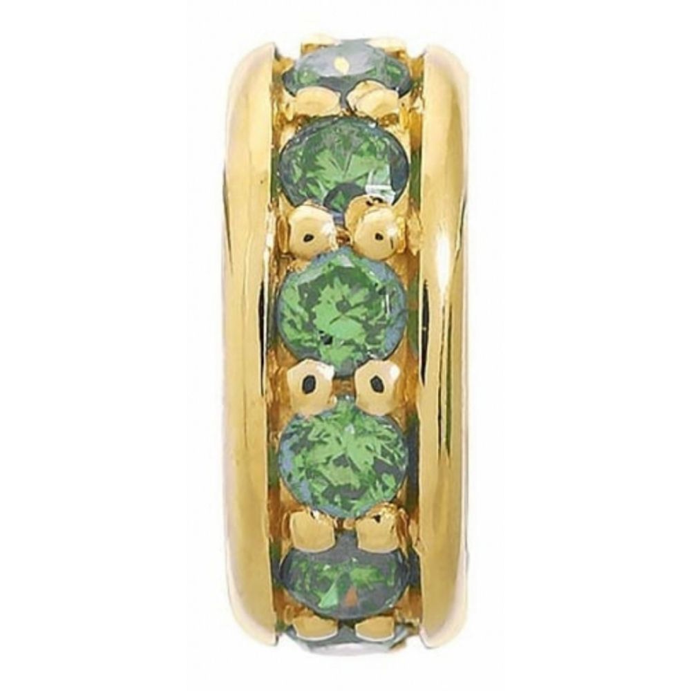 Green CZ Gold Plated Ring Charm