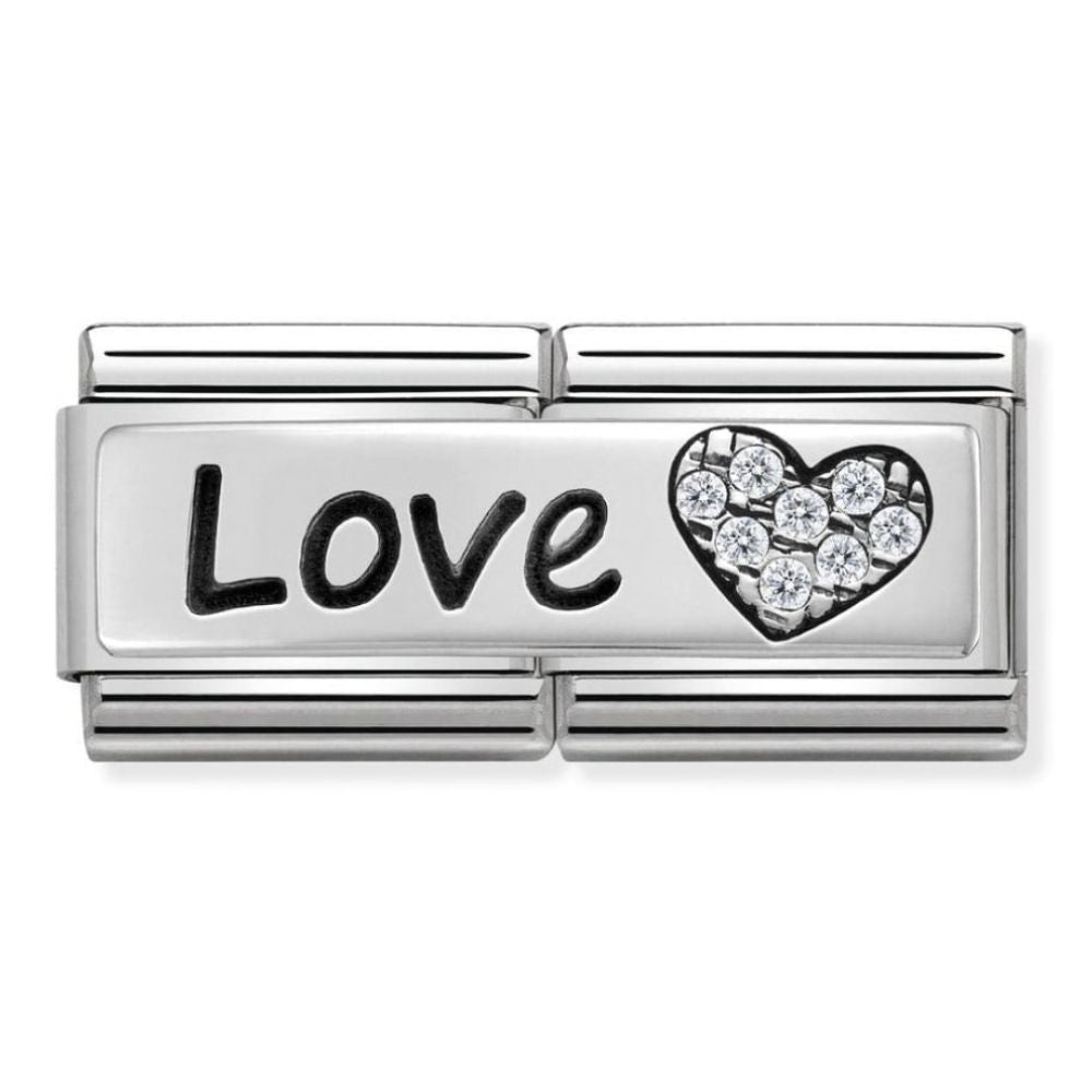 Classic Double Love & Heart Silver CZ Link
