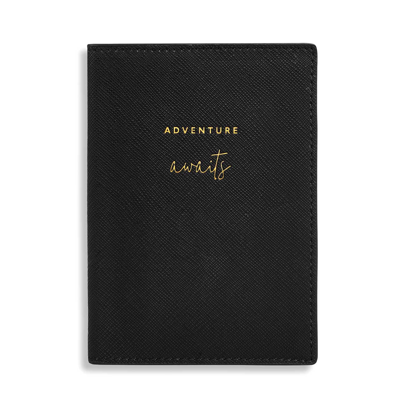 Boxed Passport Holder and Luggage Tag Set | Adventure Awaits | Black