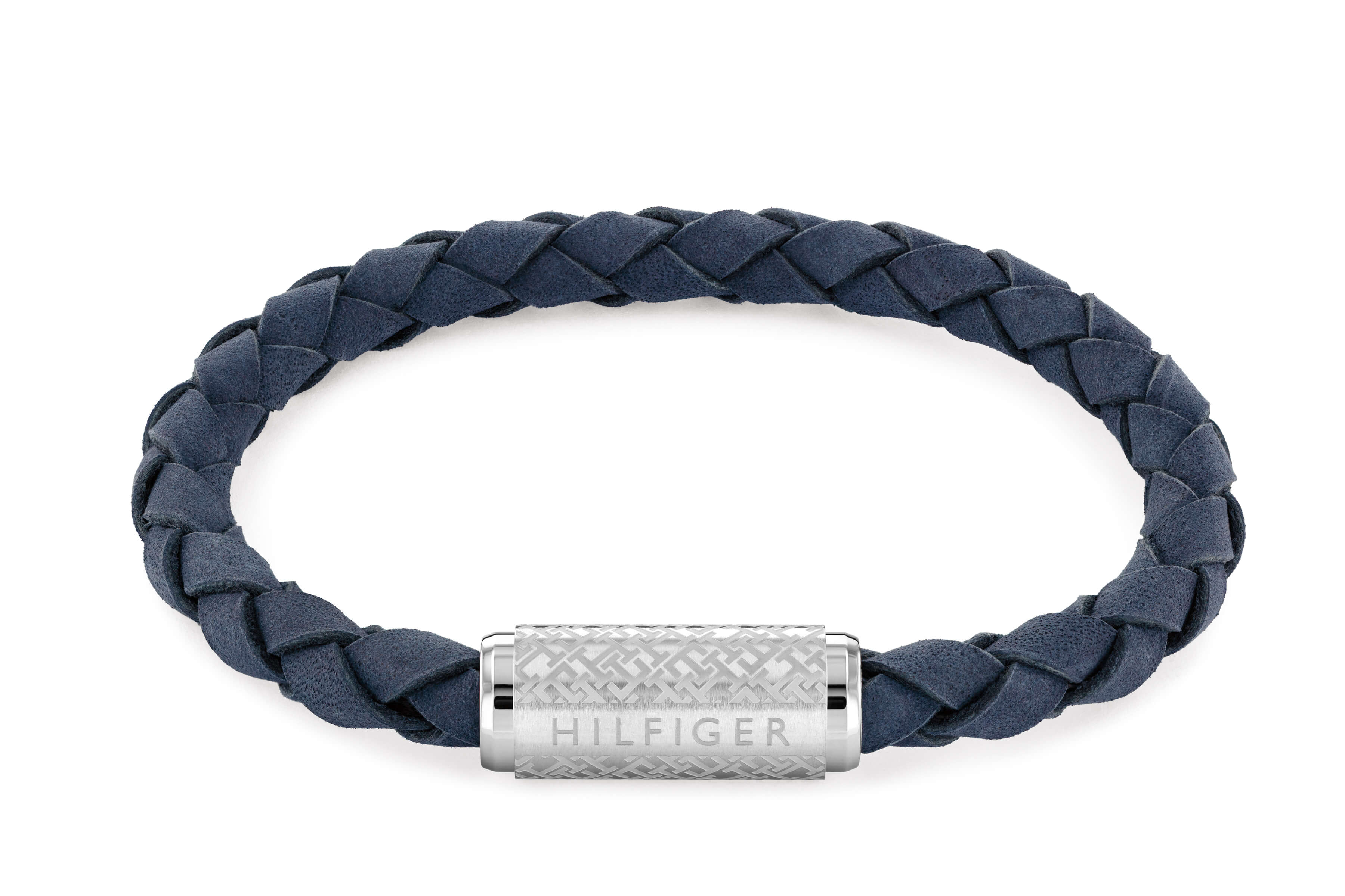 Blue Braided Leather Gents Bracelet
