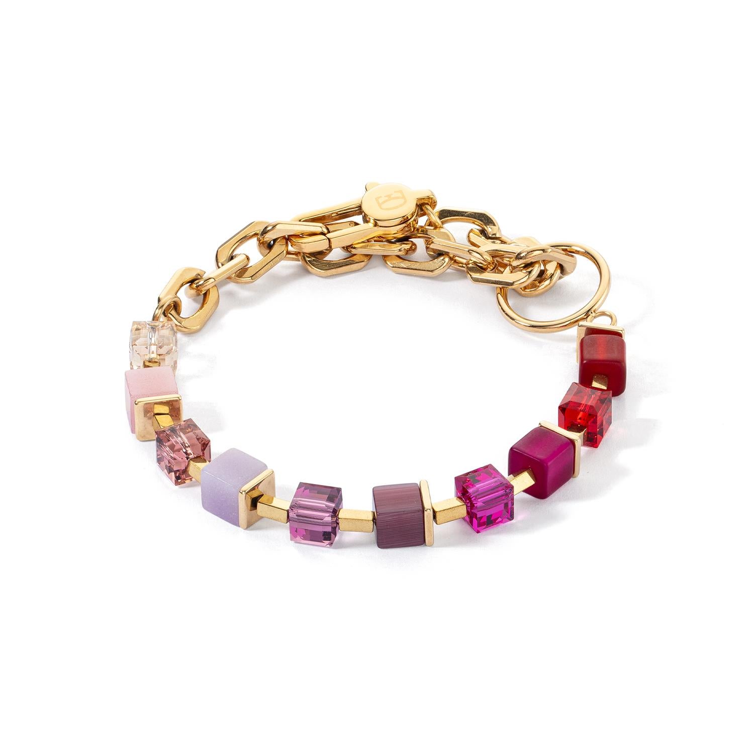 Cube Fusion Charm Gold-Red & Purple Bracelet