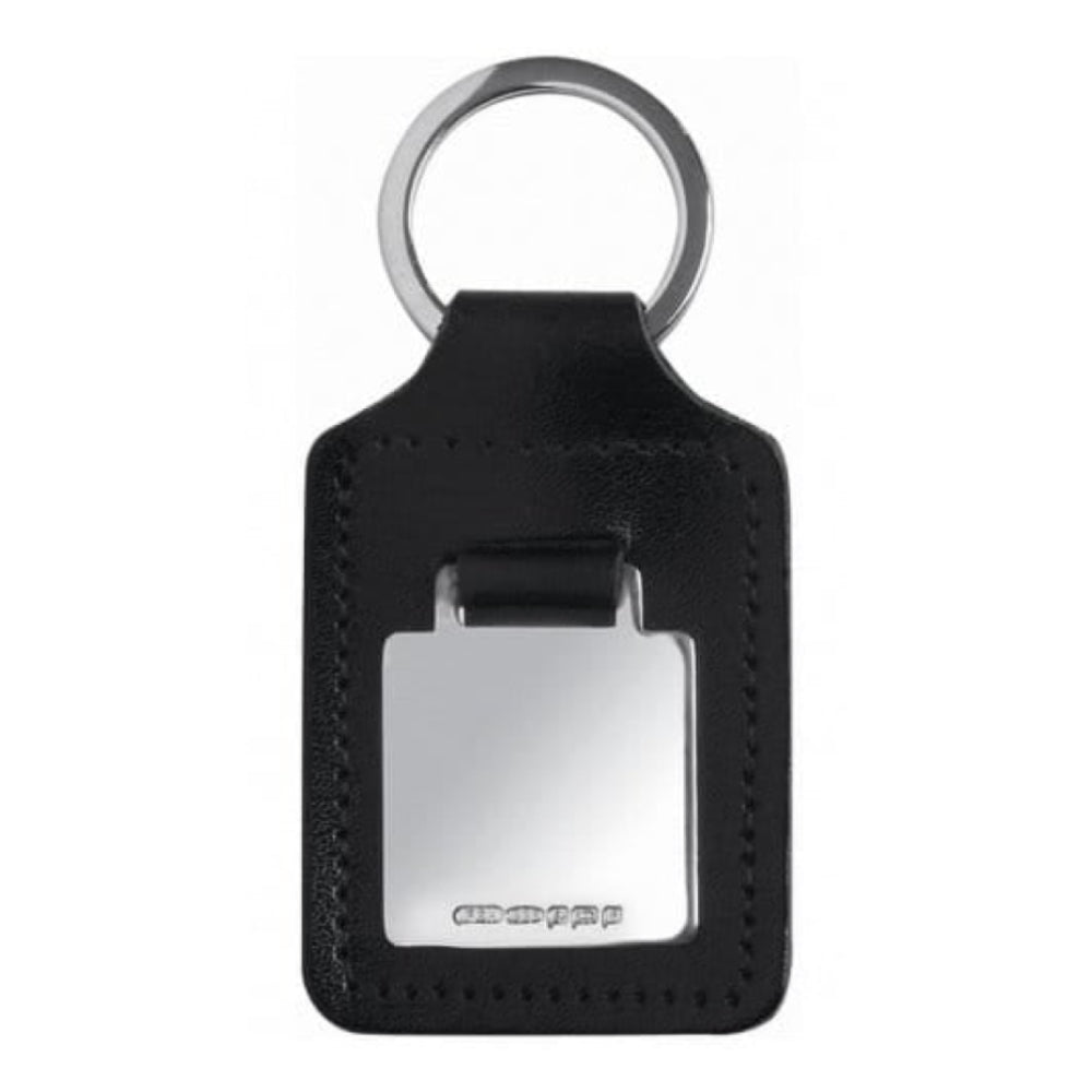 Black Leather & Sterling Silver Keyring