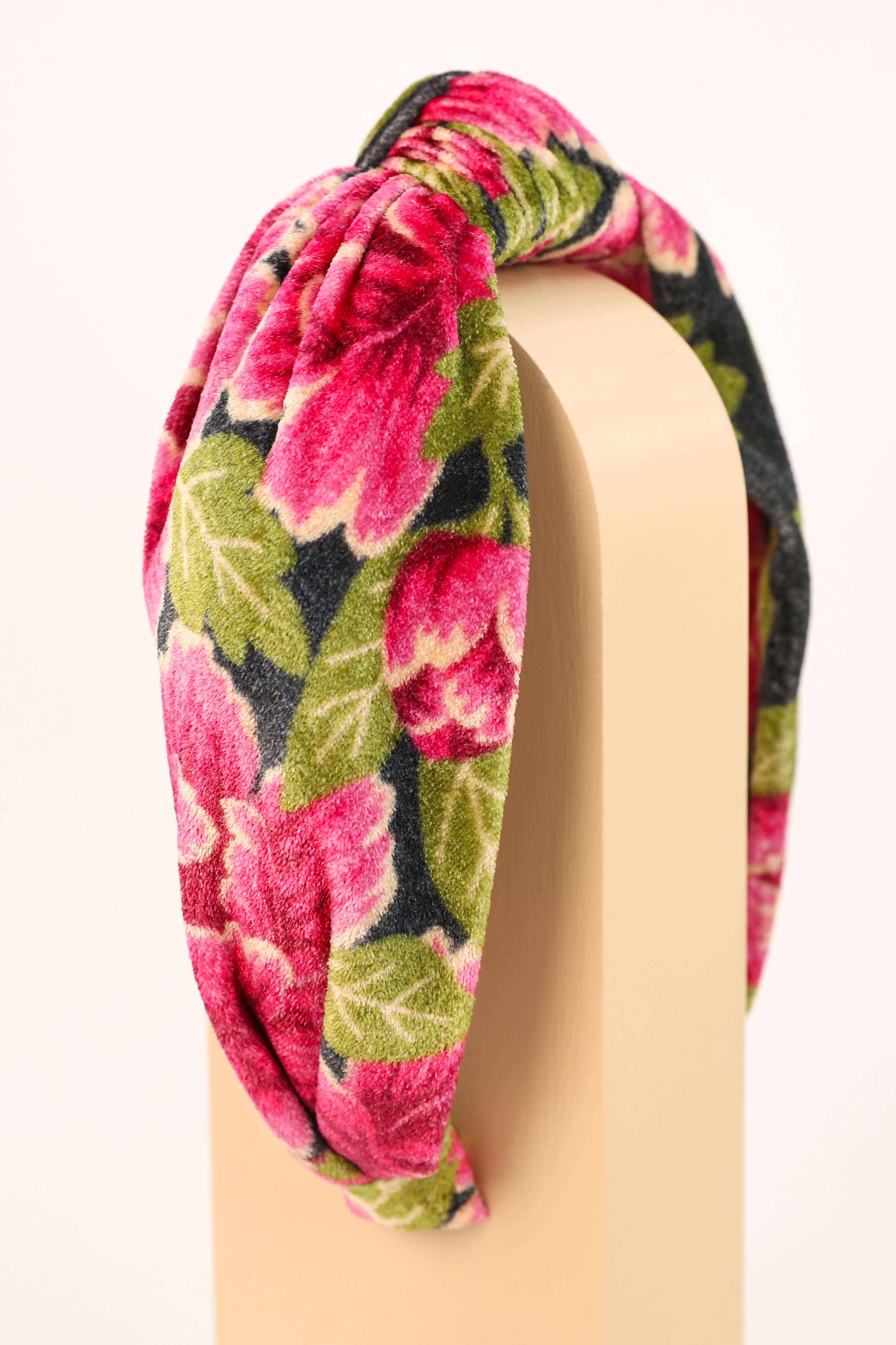 Printed Velvet Headband - Painted Peony