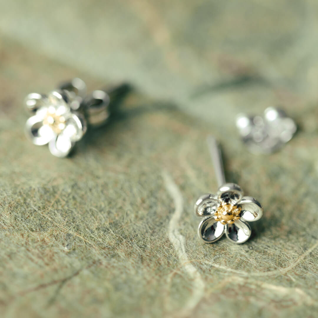 Blossom Wood Rose Stud Earrings