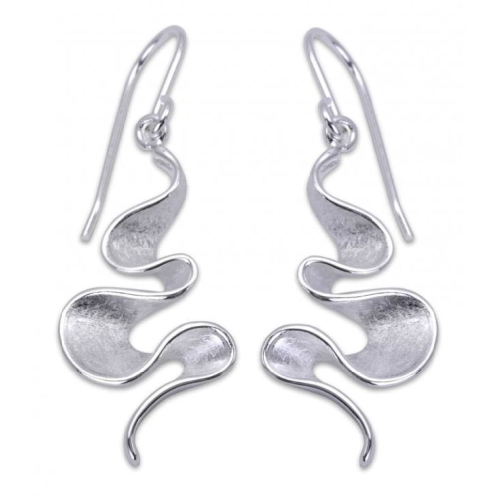 Sterling Silver 925 Wave Drop Earrings