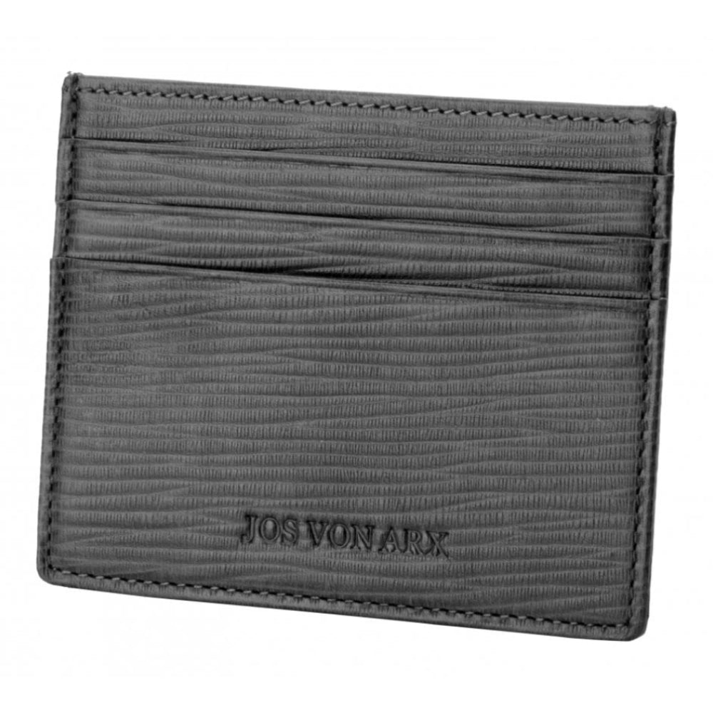 RFID Blocking Black Leather Grained Print , 7 Compartments Wallet
