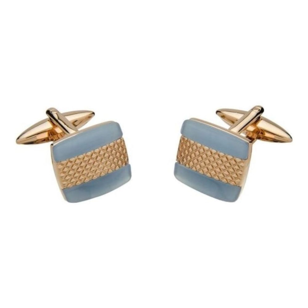 Rose Gold Plated Blue Square Cufflinks