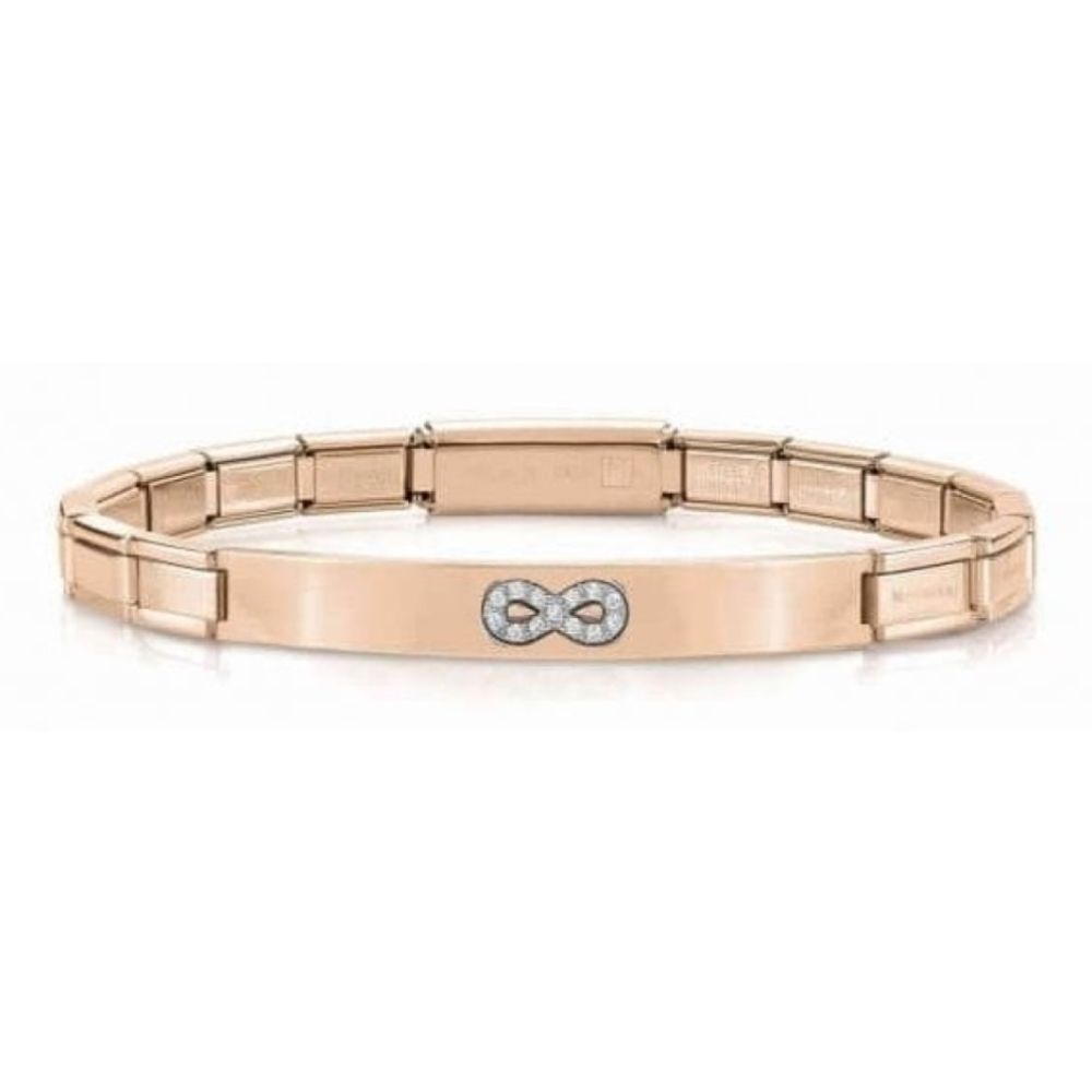 Trendsetter Rose Gold PVD Finish Bracelet White CZ Infinity Symbol