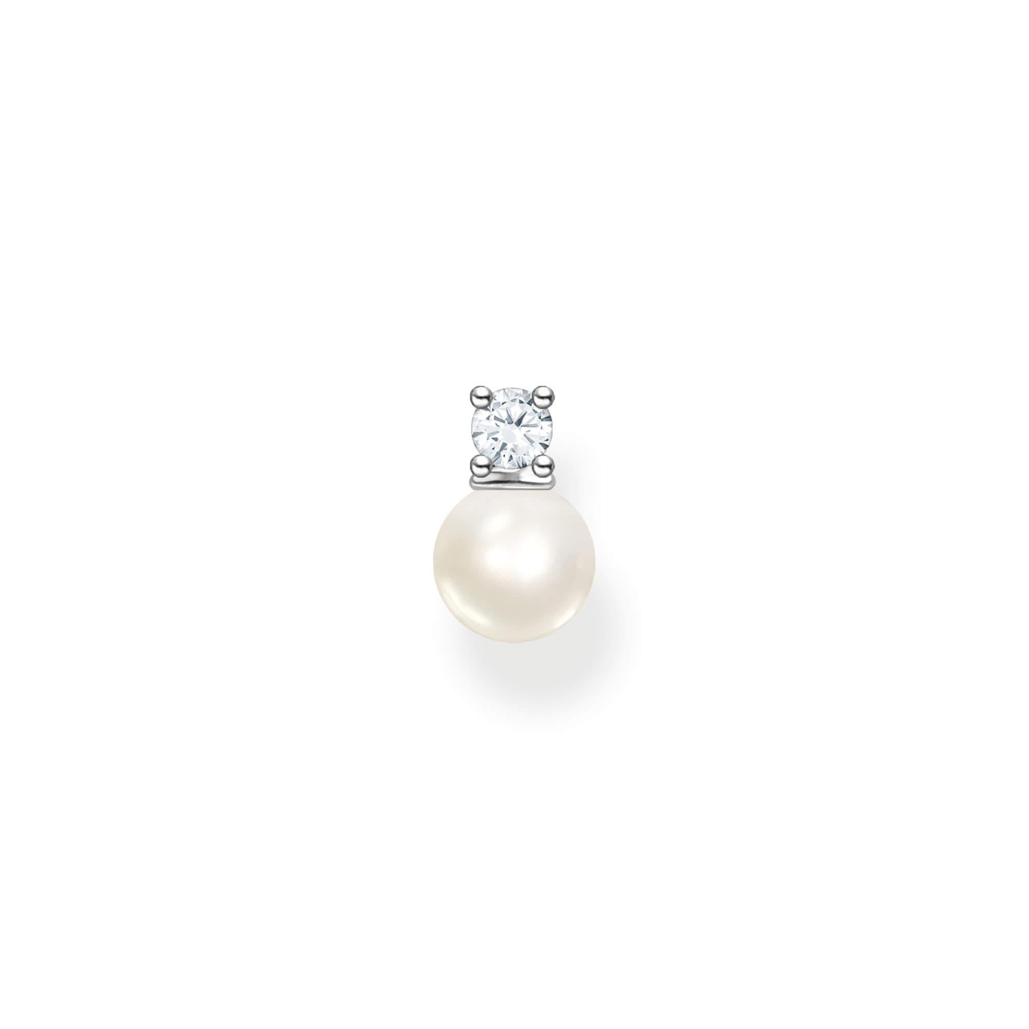 Single Pearl Ear Stud With CZ