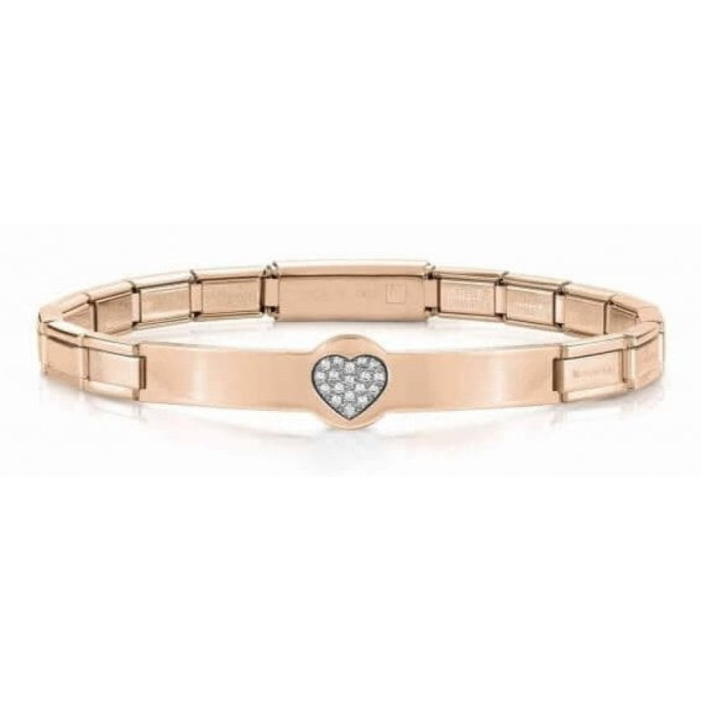Trendsetter Rose Gold PVD Finish Bracelet White CZ Heart Symbol