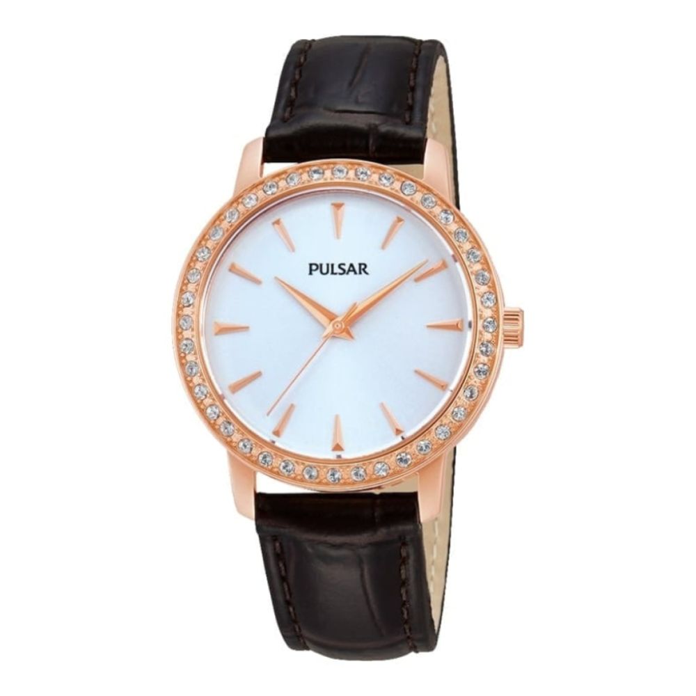 Womens Rose Gold Watch with Leather Strap