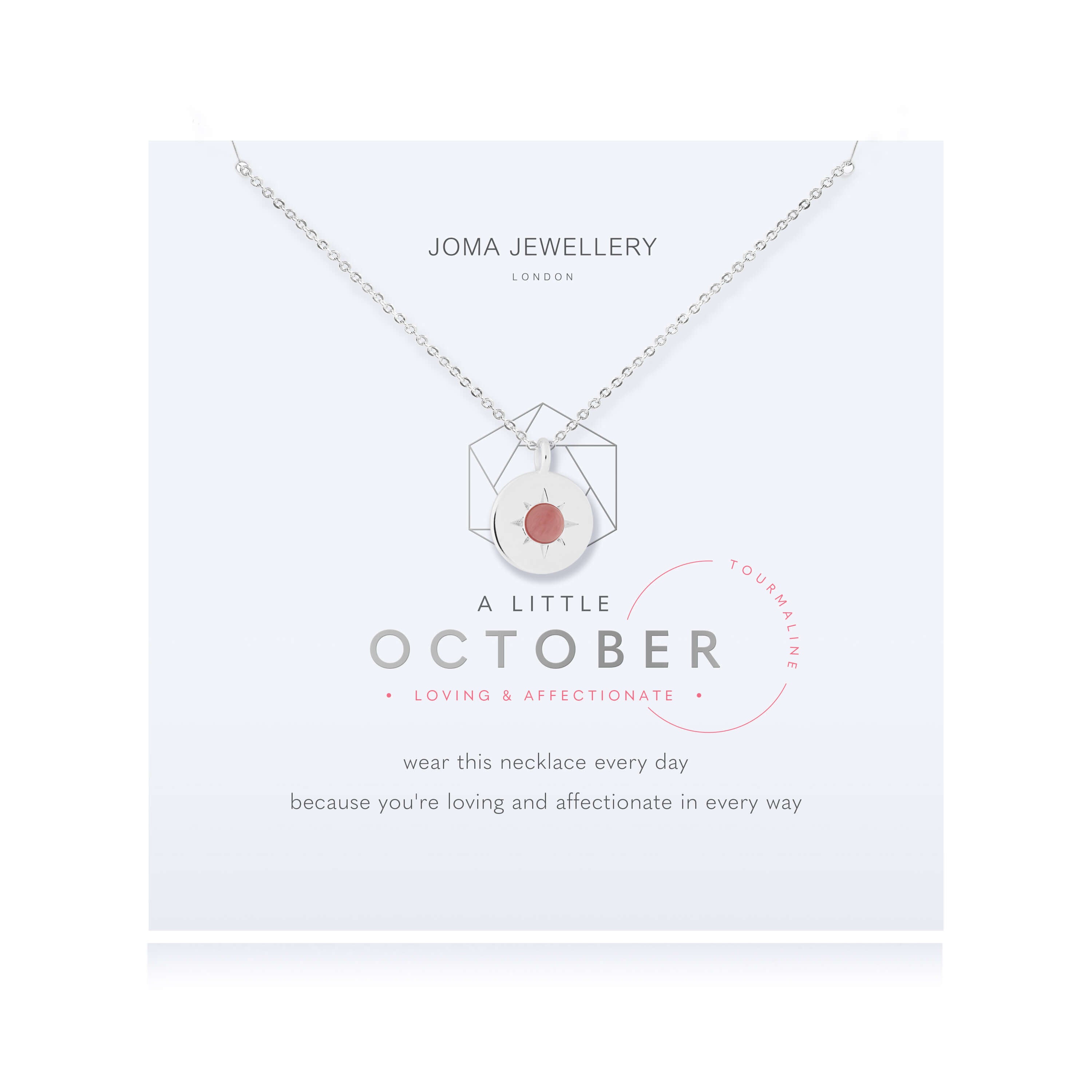 Birthstone A Little Necklace | October Tourmaline | Silver | Necklace | 46cm + 5cm Extender