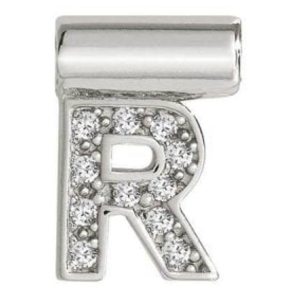 Seimia Silver Cubic Zirconia Letter R Charm