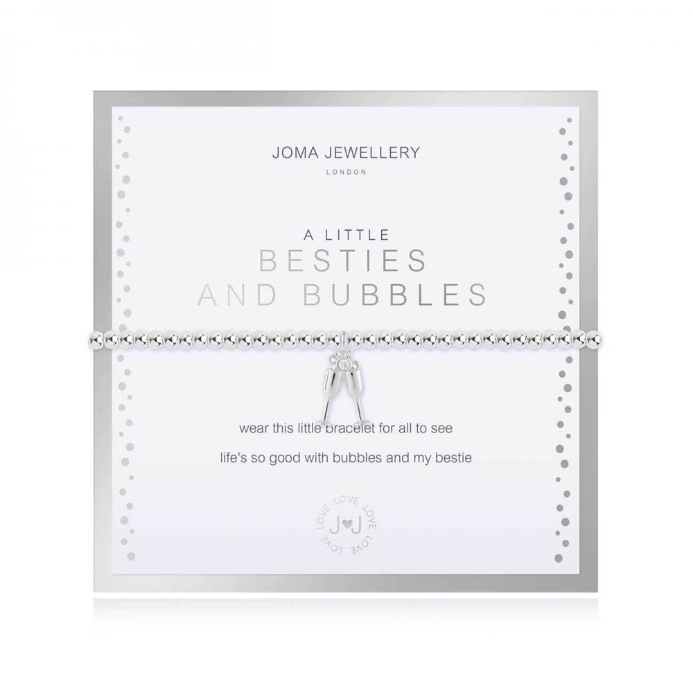 Beautifully Boxed A Littles | Besties And Bubbles | Silver | Bracelet | 17.5cm Stretch