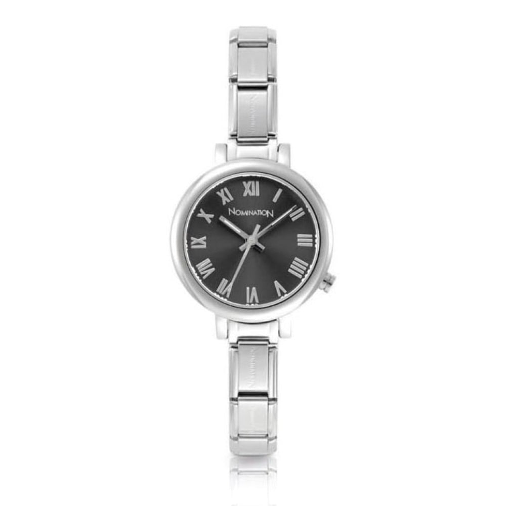 Chrome Composable Link Gunmetal Dial Watch